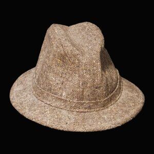 Totes Vintage Brown Tweed Wool Blend Fedora Hat Men’s Medium